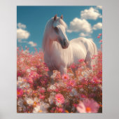 White Horse in a Field of Blossoms  Poster (Vorne)