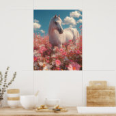 White Horse in a Field of Blossoms Poster (Küche)