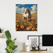 White Horse in a Wildflower Symphony Poster (Heimbüro)