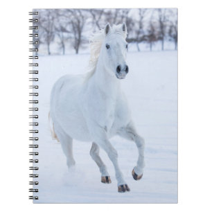 White Horse Running in the Snow Notizblock