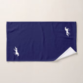 White Horse Silhouette auf Navy Blue & White Badhandtuch Set (Handtuch)