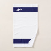 White Horse Silhouette auf Navy Blue & White Badhandtuch Set (Handtuch)