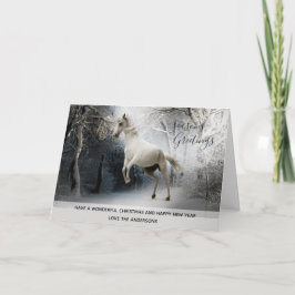 White Horse Snow Xmas Foto Personalisiert Feiertagskarte