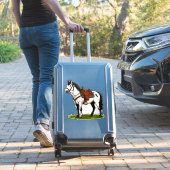 White Horse Standing In Grassy Field Aufkleber (Koffer Insitu)