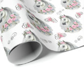 White Horse Wedding Wrapping Paper Geschenkpapier (Rolleneckpunkt)