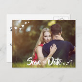 White Hört Ihr Foto Save the Date Postkarte (Vorne/Hinten)