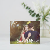 White Hört Ihr Foto Save the Date Postkarte (Stehend Vorderseite)