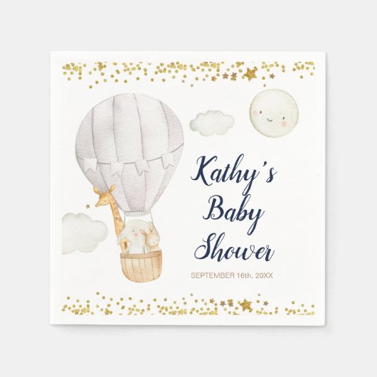 White Hot Air Ballon Jungle Baby Dusche Serviette (Vorderseite)