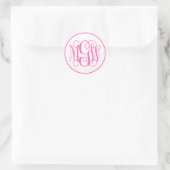 White Hot Pink Vine Script Monogram, DIY BG Runder Aufkleber (Tasche)
