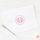 White Hot Pink Vine Script Monogram, DIY BG Runder Aufkleber (Umschlag)