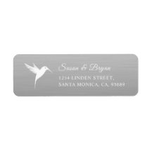 White Humming Bird Silver Wedding Address Label