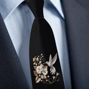 White Hummingbird auf Black Necktie Krawatte