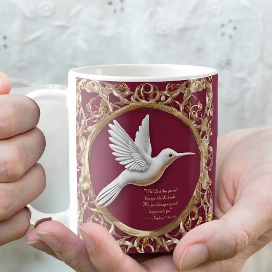 White Hummingbird auf der Red Morning Segen-Tasse Kaffeetasse