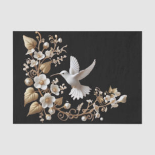 White Hummingbird auf der schwarzen Decoupage Seidenpapier