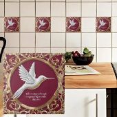 White Hummingbird auf Red Tall individuell anpassb Fliese