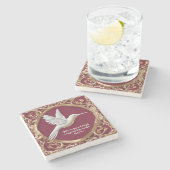 White Hummingbird auf Red Tall individuell anpassb Steinuntersetzer (Seitenansicht)