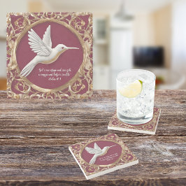 White Hummingbird auf Red Tall individuell anpassb Steinuntersetzer