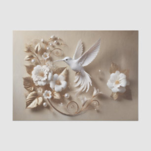 White Hummingbird Decoupage Tissue Wrapping Seidenpapier