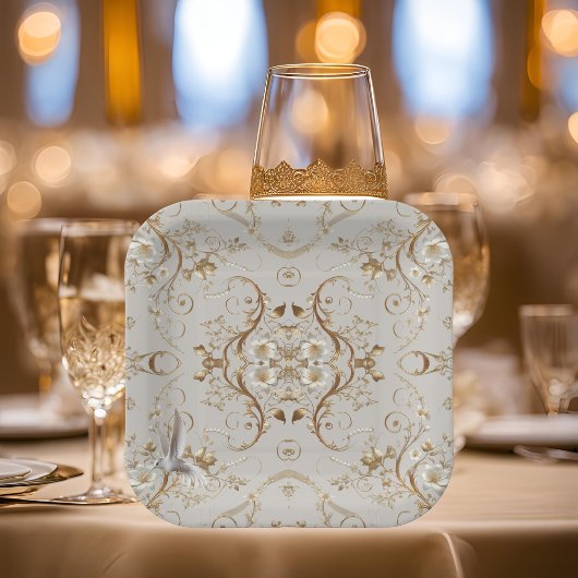 White Hummingbird Minimal Floral Paper Teller