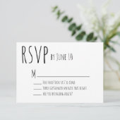 White Humour Wedding RSVP Card Karte (Stehend Vorderseite)