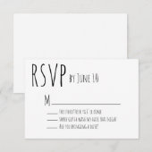 White Humour Wedding RSVP Card Karte (Vorne/Hinten)