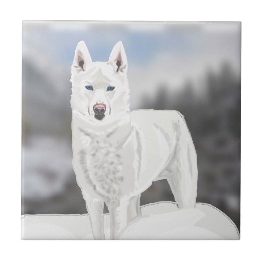 White Husky Fliese (Vorderseite)