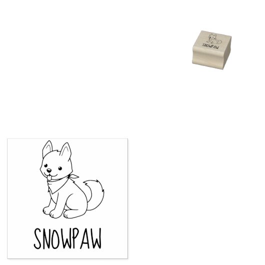 White Husky Puppy Dog Individuelle Name Gummistempel (Stempel)