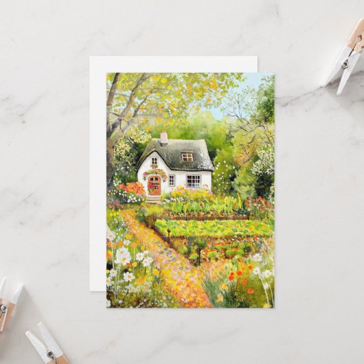 White Hütte im Summer Hello Flat Karte (Vorderseite/Rückseite Beispiel)