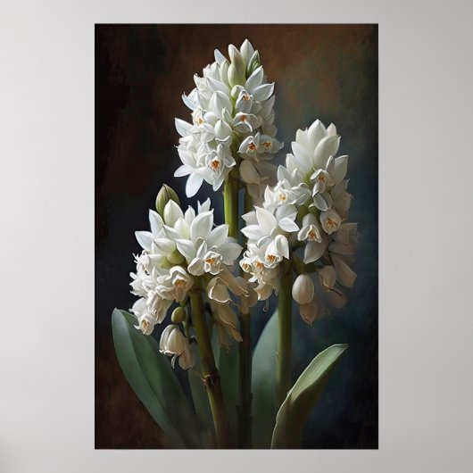 White Hyacinth Blume Art Print Poster (Vorne)