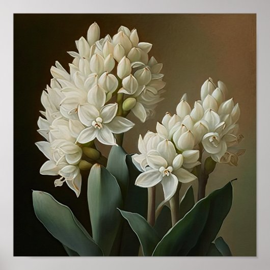 White Hyacinth Blume Art Print Poster (Vorne)