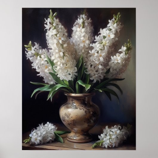 White Hyacinth Blume Art Print Poster (Vorne)
