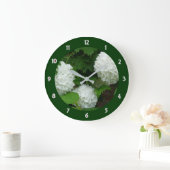 White Hydrangea Annabelle Blumen Pflanze Große Wanduhr (Zuhause)