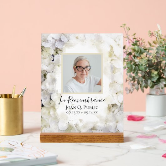 White Hydrangea Aquarellfeier des Lebens Acrylschild (Hochzeit)