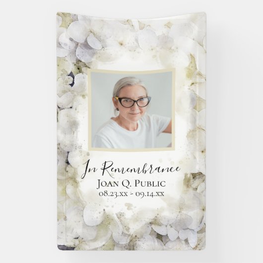 White Hydrangea Aquarellfeier des Lebens Banner (Vertikal)