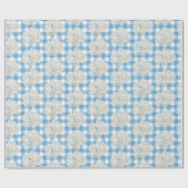 White Hydrangea auf Blue Gingham Geschenkpapier (Flach)