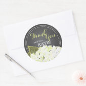 White Hydrangea auf Chalkboard Danke Sticker (Umschlag)