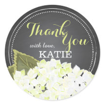 White Hydrangea auf Chalkboard Danke Sticker