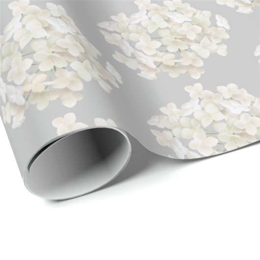 White Hydrangea auf Silver Geschenkpapier (Rolleneckpunkt)