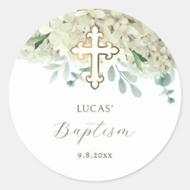 White Hydrangea Baptism Sticker