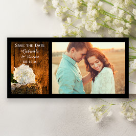 White Hydrangea Barn Wood Wedding retten das Datum Save The Date