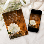 White Hydrangea Barn Wood Wedding retten das Datum Save The Date