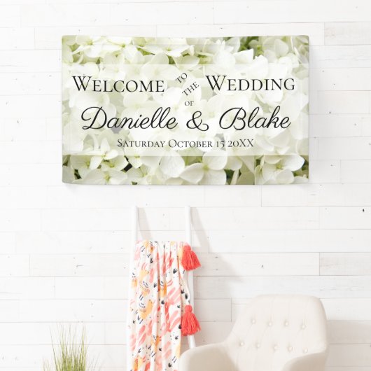 White Hydrangea Begrüßungsbanner Banner (Insitu)