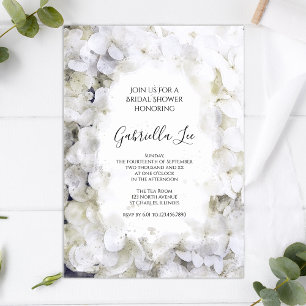 White Hydrangea Blume Aquarellfarben Brautparty Einladung