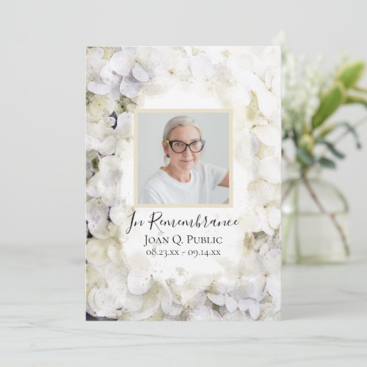 White Hydrangea Blume Beerdigungsdienst Programm (Stehend Vorderseite)