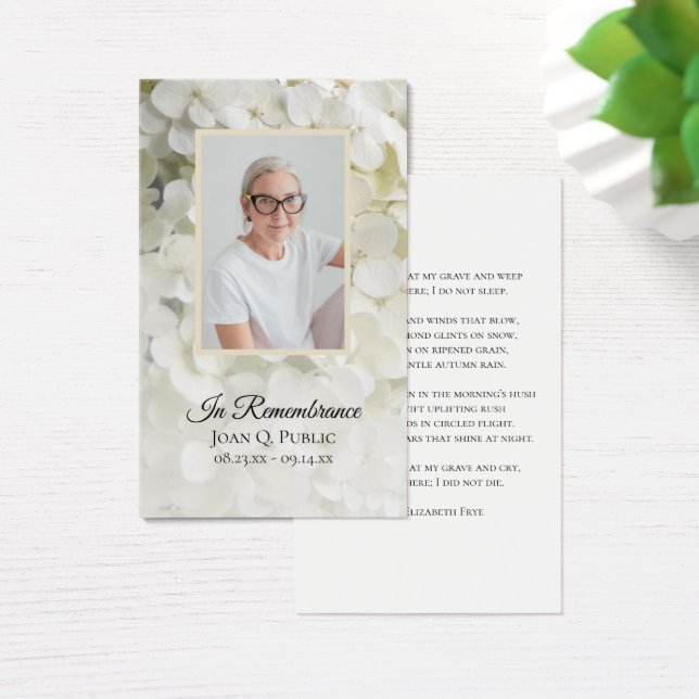 White Hydrangea Blume Beerdigungsgebet (Schreibtisch)