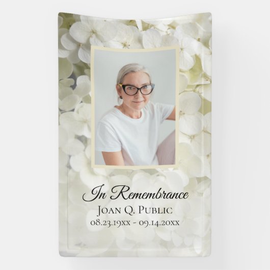 White Hydrangea Blume Celebration of Life Funeral Banner (Vertikal)