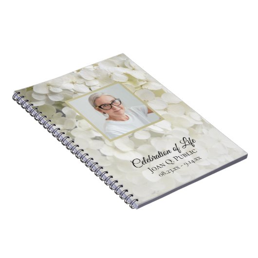 White Hydrangea Blume Celebration of Life Funeral Notizblock (Rechte Seite)
