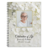 White Hydrangea Blume Celebration of Life Funeral Notizblock (Vorderseite)