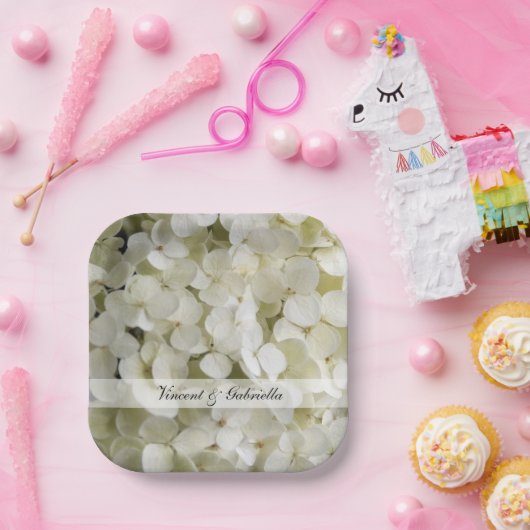 White Hydrangea Blume Hochzeit Pappteller (Party)