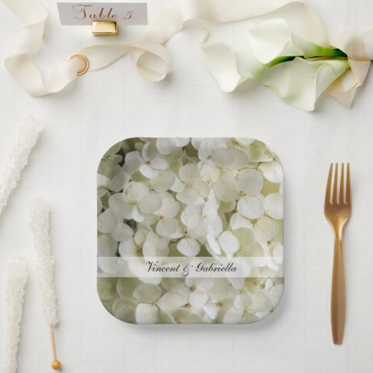 White Hydrangea Blume Hochzeit Pappteller (Hochzeit)